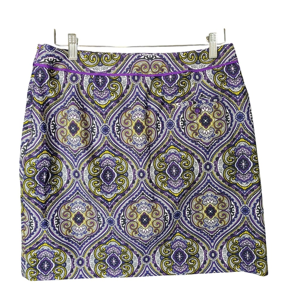 EP Pro Skort Women 6 Purple Paisley Print Golf Athletic Skirt Tennis Prep Sporty